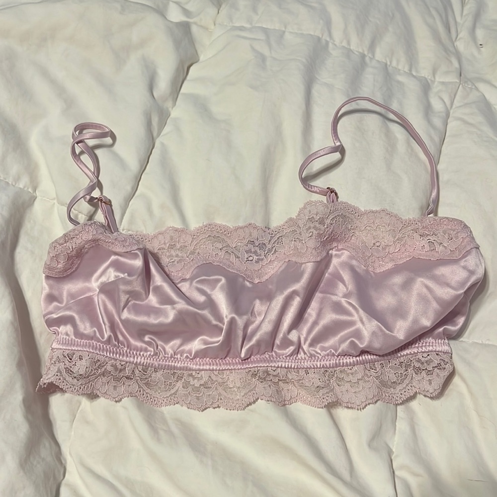 Pink bandeau style lace bralette size small